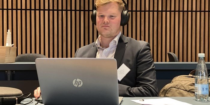 Villu Kukk, an early-stage researcher at TalTech University, travelled from Estonia to Denmark to follow the virtual conference with 50 other on-site attendees. (Photo: Maja Skovgaard)